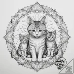 Tattoo design a mother cat with her kittens,… – tattoo sketch (№1754068003_0, 01.08.2025 17:06) — tattoovalue.net