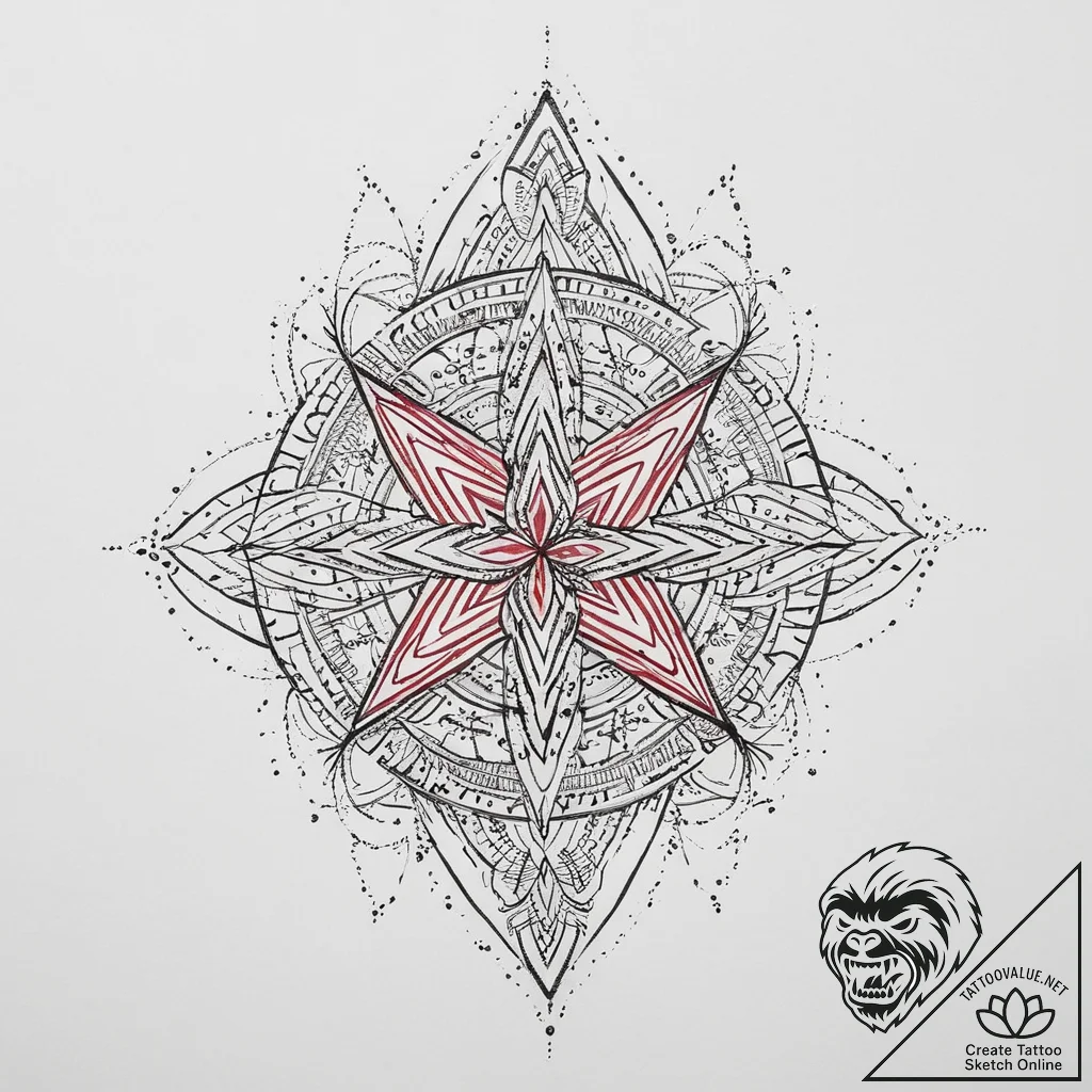 Tattoo sketch an abstract flow of energy betw... - tattoo sketch (№1754068819_0, 01.08.2025 17:20) — tattoovalue.net