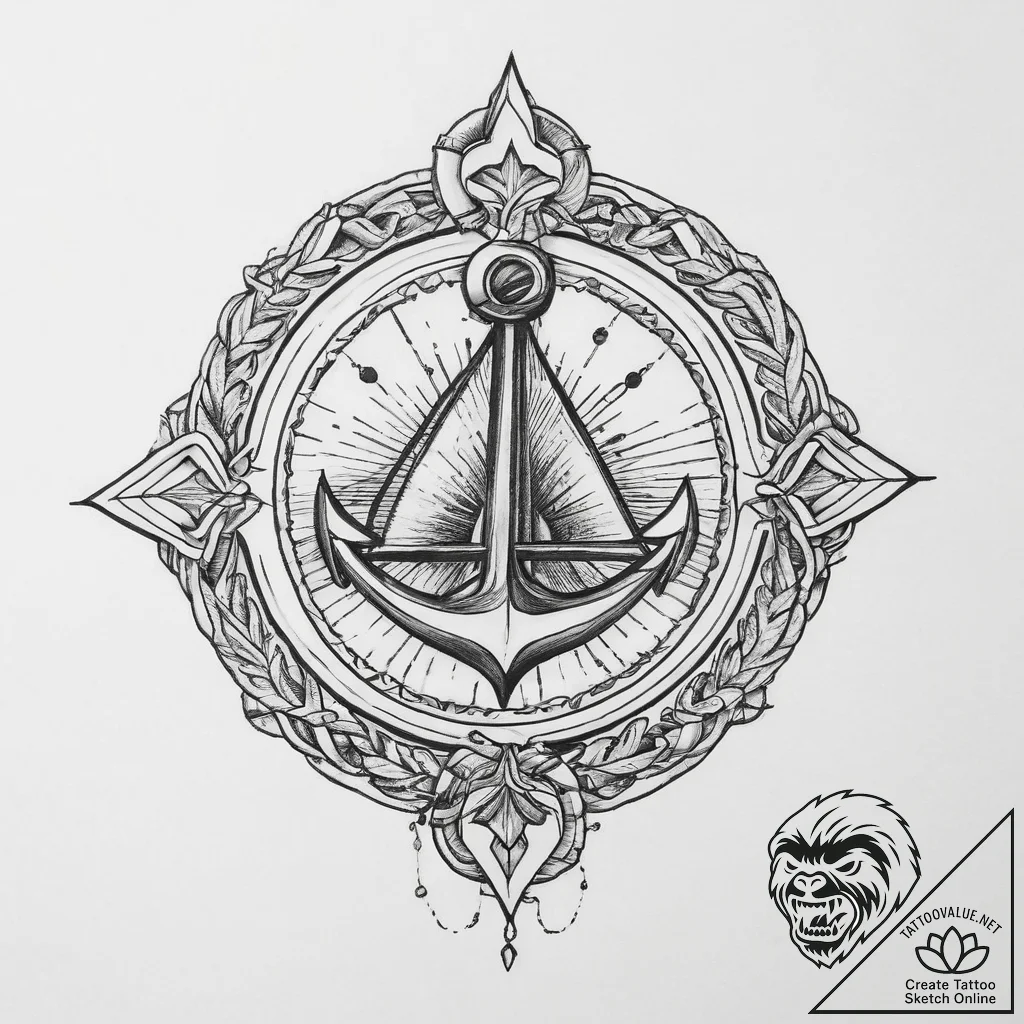 Amulet symbol, artistic tattoo sketch, on a c... - tattoo sketch (№1754069222_0, 01.08.2025 17:27) — tattoovalue.net