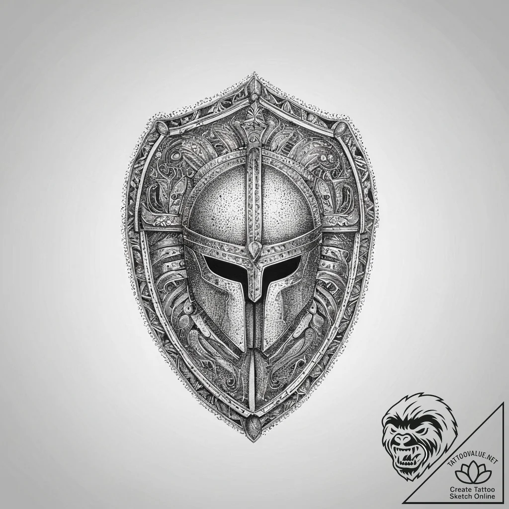 Tattoo sketch an ancient greek hoplite shield... - tattoo sketch (№1754069424_0, 01.08.2025 17:30) — tattoovalue.net