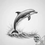 A playful dolphin leaping out of the ocean wa… – tattoo sketch (№1754069630_0, 01.08.2025 17:33) — tattoovalue.net