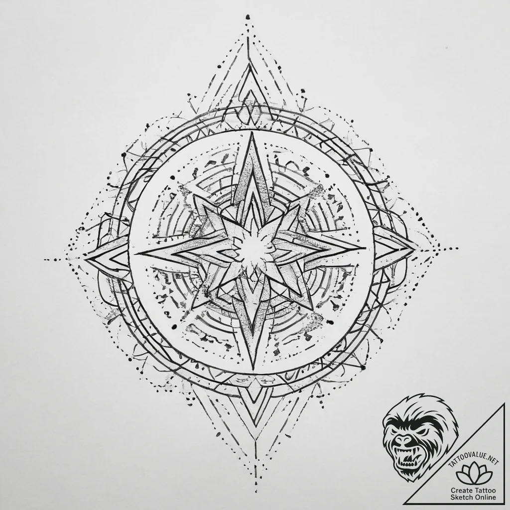 Tattoo design: geometric tattoo of dazhbog's... - tattoo sketch (№1754069831_0, 01.08.2025 17:37) — tattoovalue.net