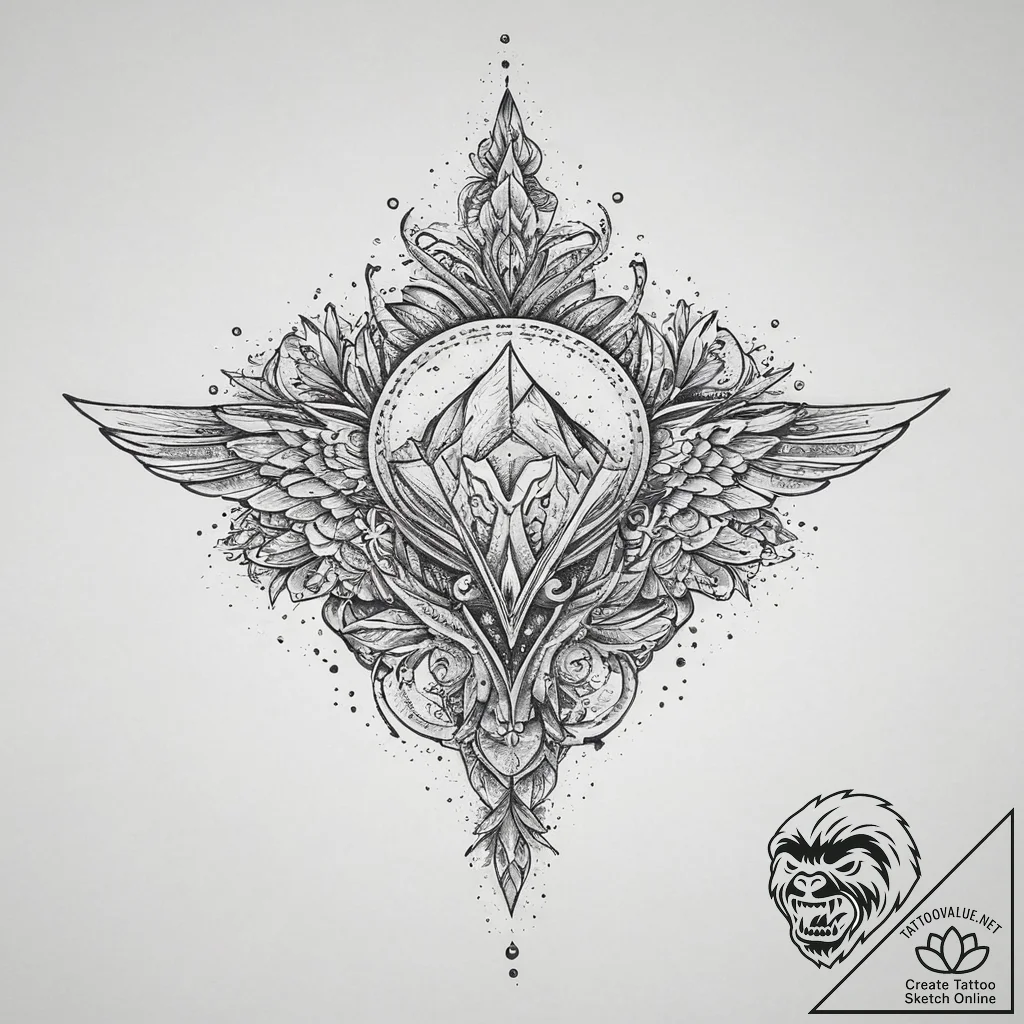 Merlin, tattoo drawing outline, dotwork shadi... - tattoo sketch (№1754070844_0, 01.08.2025 17:54) — tattoovalue.net