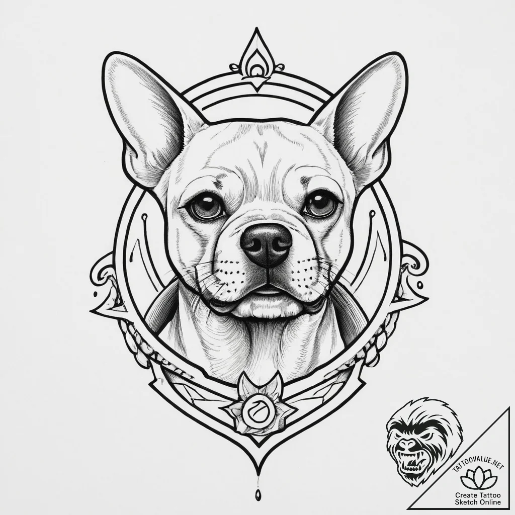 Dog, concept art for tattoo, on a clean white... - tattoo sketch (№1754071054_0, 01.08.2025 17:57) — tattoovalue.net