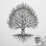Tattoo design a forest of varied trees, each… – tattoo sketch (№1754071260_0, 01.08.2025 18:01) — tattoovalue.net