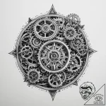 A close-up of a vintage watch movement, gears… – tattoo sketch (№1754072689_0, 01.08.2025 18:24) — tattoovalue.net