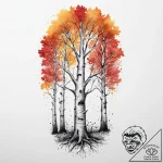A watercolor tattoo of a birch grove in autum… – tattoo sketch (№1754072891_0, 01.08.2025 18:28) — tattoovalue.net