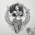 Hula dancer – polynesian, vibrant color – tattoo sketch (№1754072996_0, 01.08.2025 18:29) — tattoovalue.net