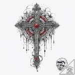 Tattoo design a pixelated key unlocking a det… – tattoo sketch (№1754074925_0, 01.08.2025 19:02) — tattoovalue.net