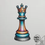A single chess piece (e.g., the queen), conce… – tattoo sketch (№1754075956_0, 01.08.2025 19:19) — tattoovalue.net