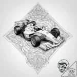 A formula 1 race car speeding down the track,… – tattoo sketch (№1754076154_0, 01.08.2025 19:22) — tattoovalue.net