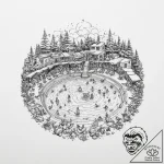 A shot of a crowded public swimming pool on a… – tattoo sketch (№1754076759_0, 01.08.2025 19:32) — tattoovalue.net
