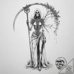 Tattoo sketch: marzanna depicted as a skeleta… – tattoo sketch (№1754077158_0, 01.08.2025 19:39) — tattoovalue.net