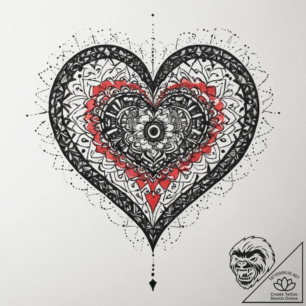 Tattoo design a pixelated heart container tha... - tattoo sketch (№1754078772_0, 01.08.2025 20:06) — tattoovalue.net