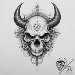 Tattoo design a zodiac animal skull in heavy… – tattoo sketch (№1754078974_0, 01.08.2025 20:09) — tattoovalue.net