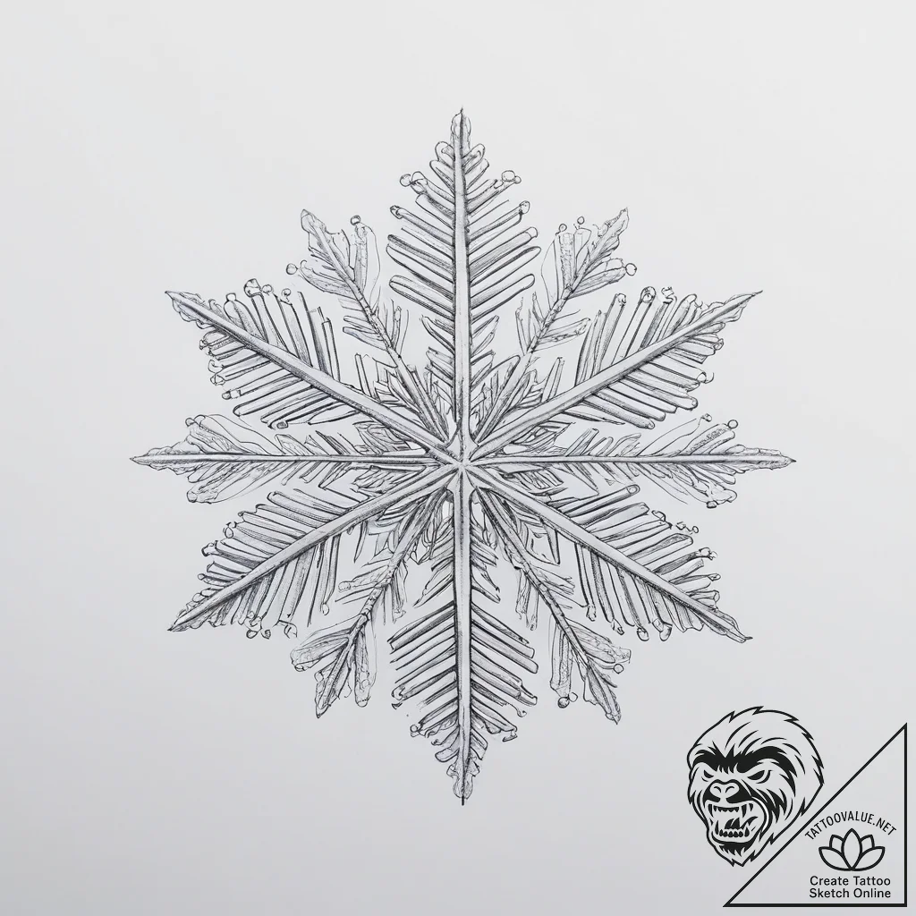A close-up of the delicate, crystalline struc... - tattoo sketch (№1754079183_0, 01.08.2025 20:13) — tattoovalue.net