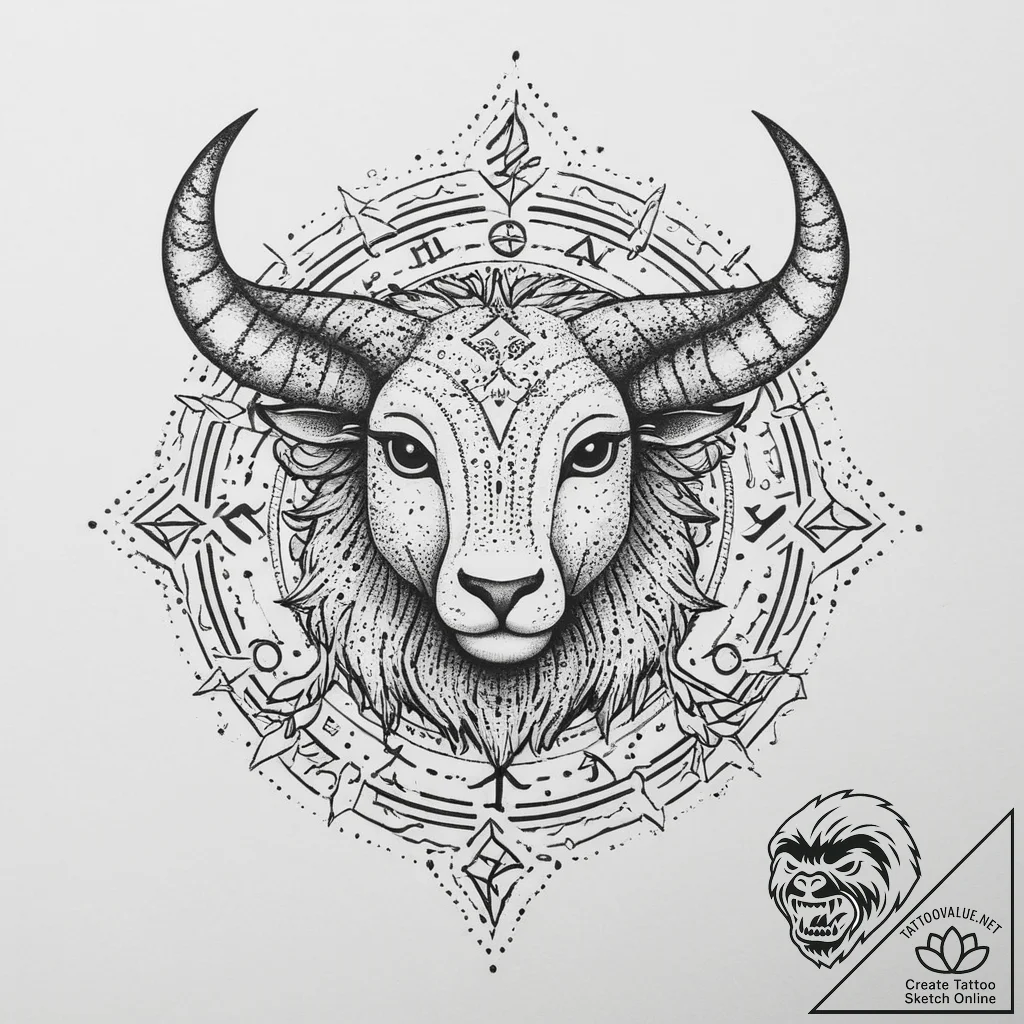 Tattoo sketch a zodiac animal trying to escap... - tattoo sketch (№1754079383_0, 01.08.2025 20:16) — tattoovalue.net