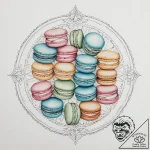 A tray of colorful french macarons., tattoo d… – tattoo sketch (№1754079589_0, 01.08.2025 20:19) — tattoovalue.net