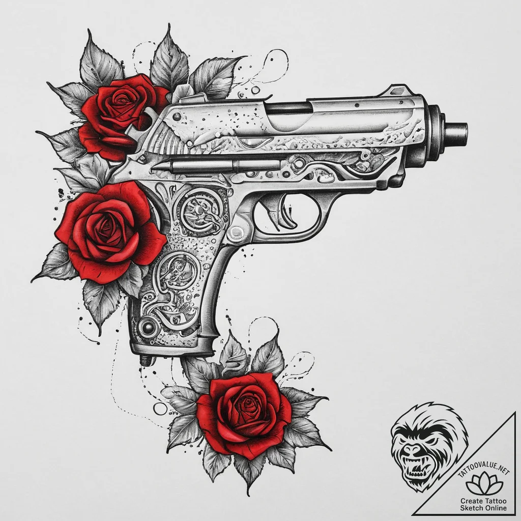 Tattoo sketch a futuristic ray gun with a sle... - tattoo sketch (№1754080198_0, 01.08.2025 20:29) — tattoovalue.net