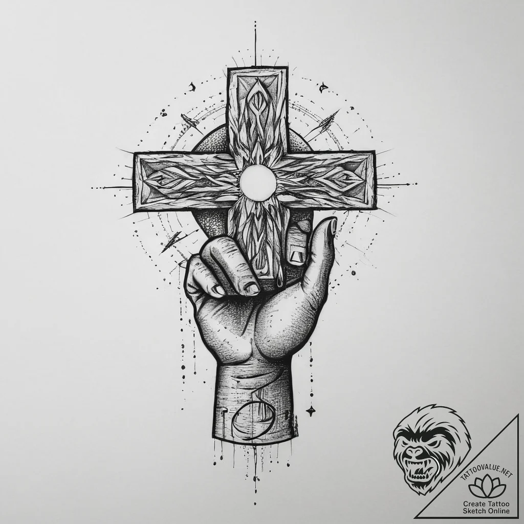 Tattoo sketch a sketch of a hand holding a gl... - tattoo sketch (№1754080398_0, 01.08.2025 20:33) — tattoovalue.net