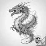 Fractal dragon – tattoo sketch (№1754080603_0, 01.08.2025 20:36) — tattoovalue.net