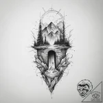 Tattoo design a powerful dam, holding back im… – tattoo sketch (№1754081802_0, 01.08.2025 20:56) — tattoovalue.net