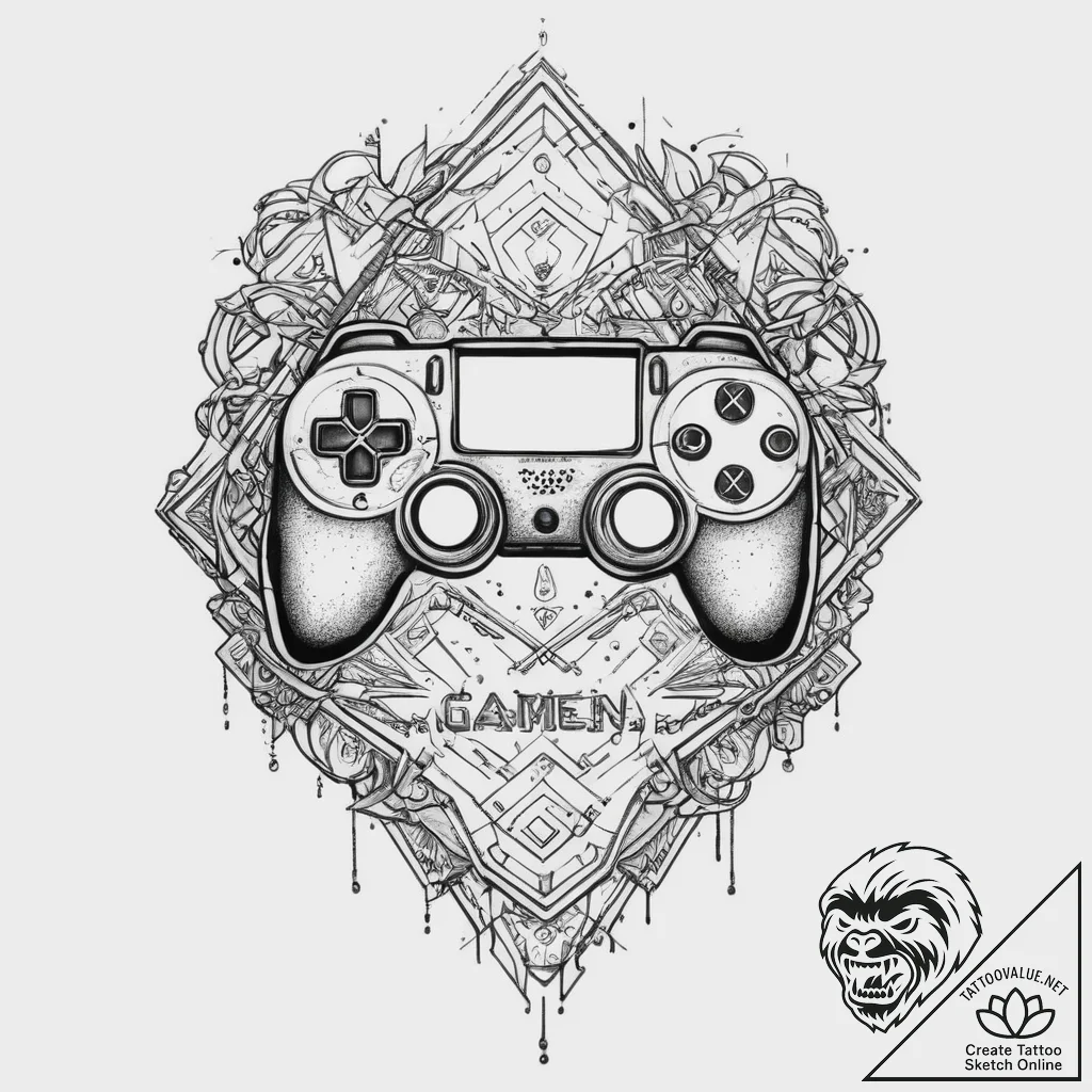 Tattoo sketch a "game on" message in neon lig... - tattoo sketch (№1754082002_0, 01.08.2025 21:00) — tattoovalue.net