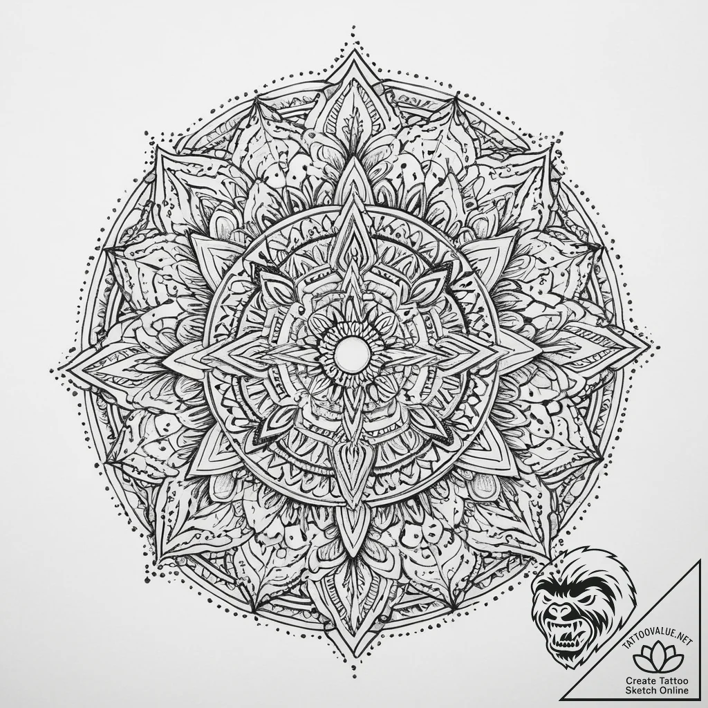 Tattoo design a stylized power core, radiatin... - tattoo sketch (№1754082399_0, 01.08.2025 21:06) — tattoovalue.net