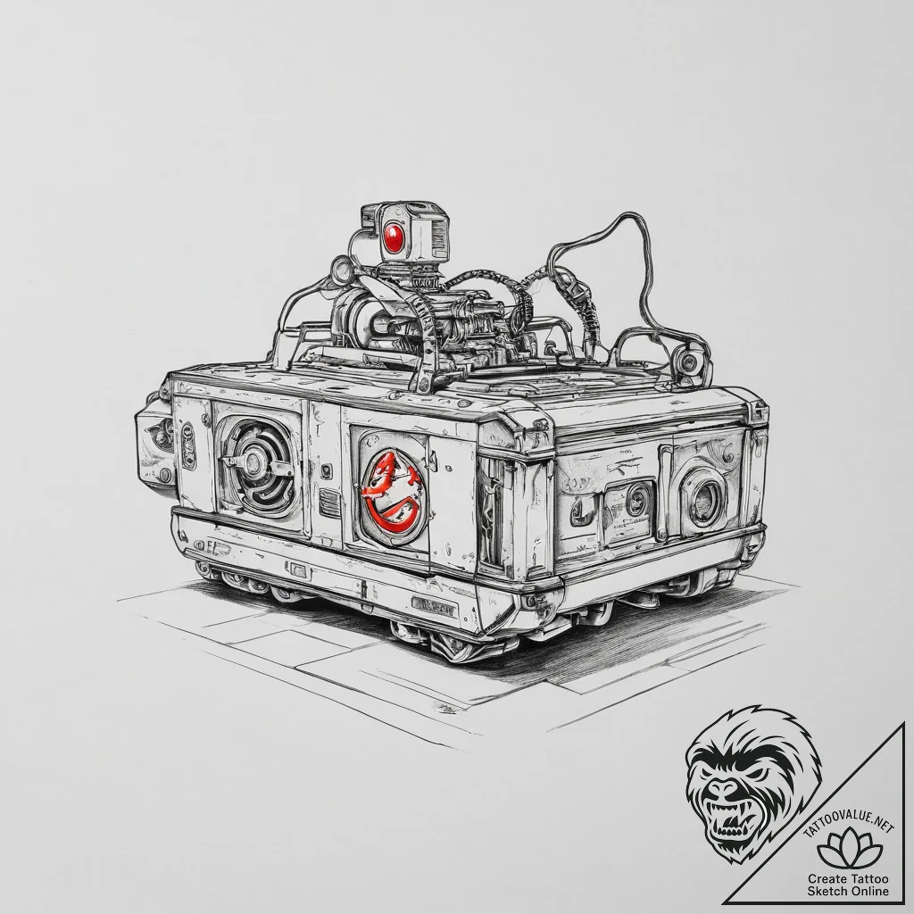 A ghostbusters ghost trap - tattoo sketch (№1754083199_0, 01.08.2025 21:19) — tattoovalue.net