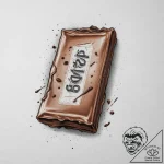 A close-up of a chocolate bar with one square… – tattoo sketch (№1754083798_0, 01.08.2025 21:29) — tattoovalue.net