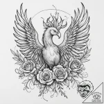 Tattoo sketch a phoenix rising in powerful, f… – tattoo sketch (№1754084203_0, 01.08.2025 21:36) — tattoovalue.net