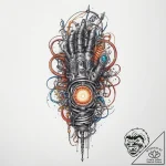 Tattoo sketch a cybernetic arm with intricate… – tattoo sketch (№1754084612_0, 01.08.2025 21:43) — tattoovalue.net