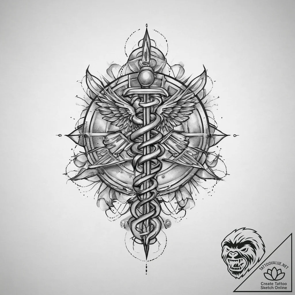 Tattoo design a futuristic medical symbol for... - tattoo sketch (№1754084816_0, 01.08.2025 21:46) — tattoovalue.net