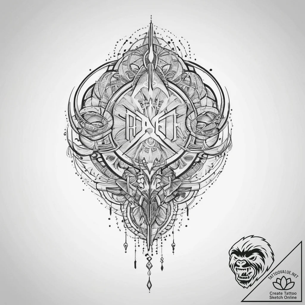 Tattoo design a glowing "hit point" counter i... - tattoo sketch (№1754085426_0, 01.08.2025 21:57) — tattoovalue.net