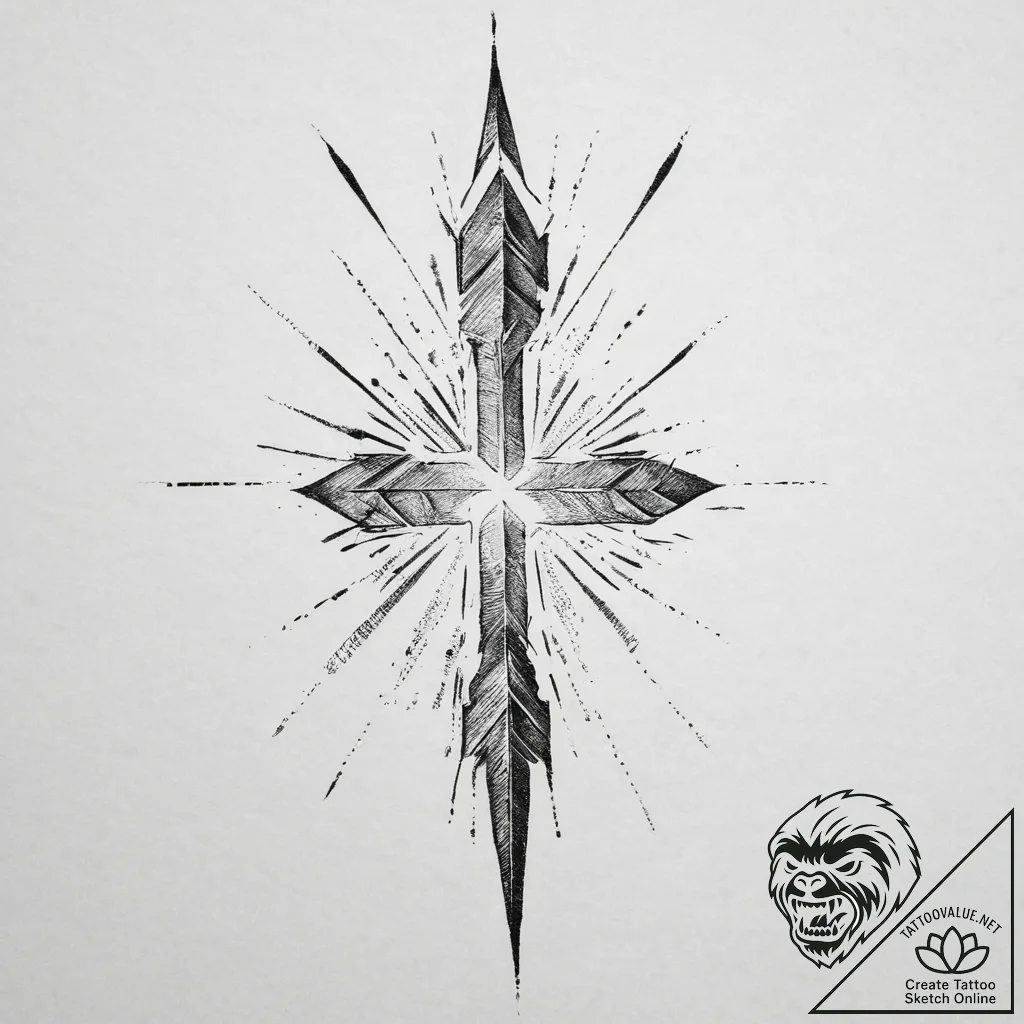 Tattoo design a stylized arrow pointing forwa... - tattoo sketch (№1754085626_0, 01.08.2025 22:00) — tattoovalue.net