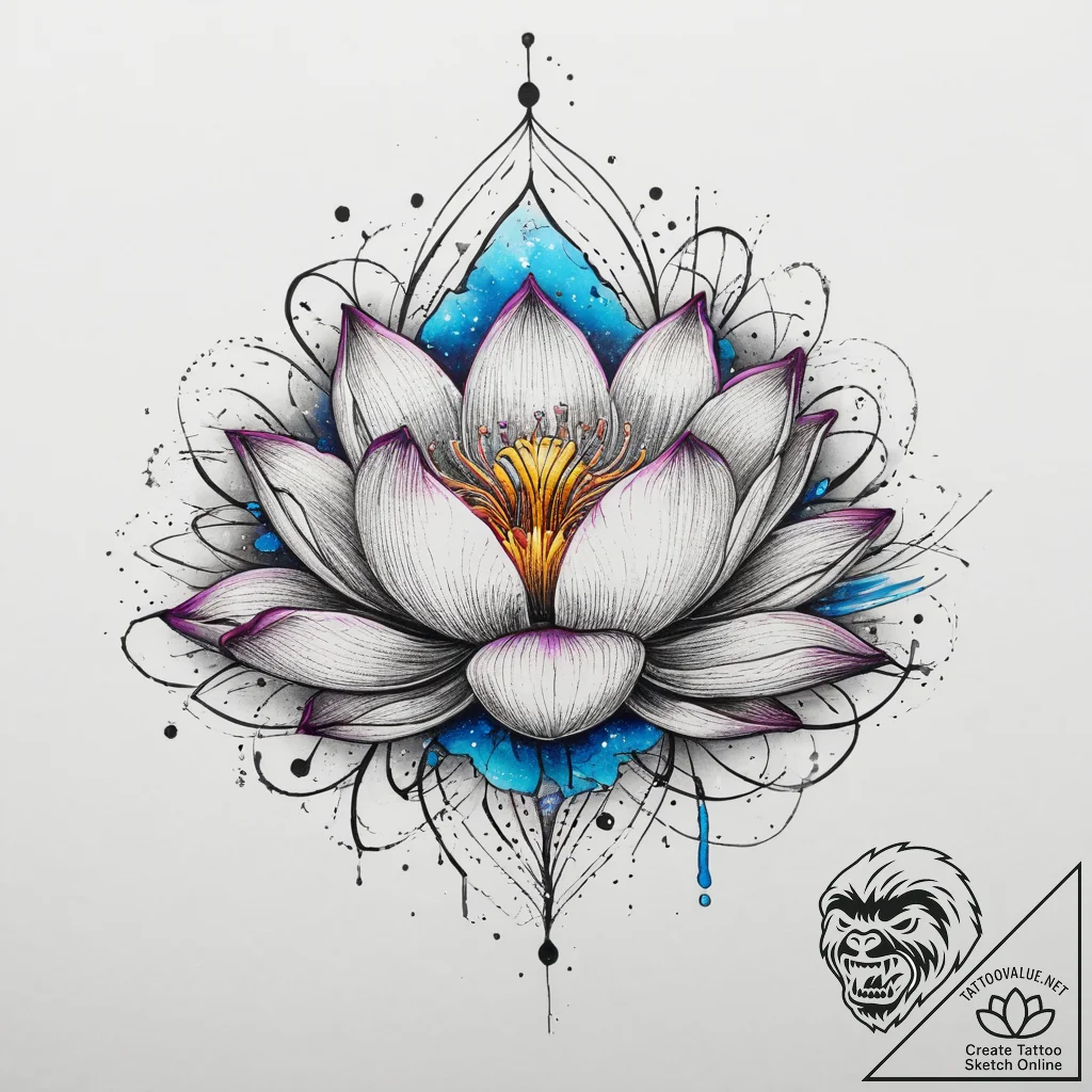 Tattoo design a lotus flower whose petals are... - tattoo sketch (№1754086207_0, 01.08.2025 22:10) — tattoovalue.net