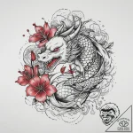 Tattoo design a blossoming flower turning int… – tattoo sketch (№1754086621_0, 01.08.2025 22:17) — tattoovalue.net