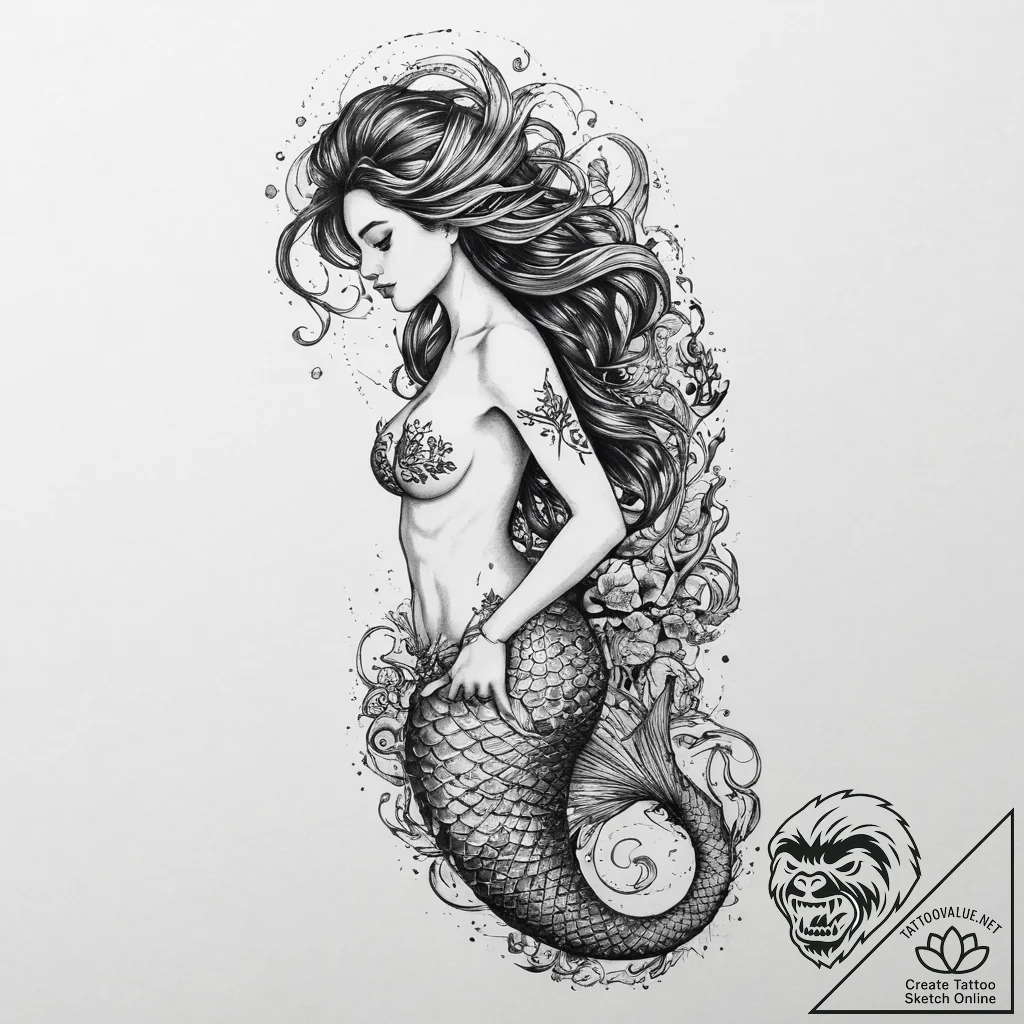 Tattoo design a delicate scale pattern (e.g.,... - tattoo sketch (№1754087229_0, 01.08.2025 22:27) — tattoovalue.net