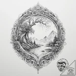 Tattoo sketch: a lunitsa integrated with flow… – tattoo sketch (№1754087430_0, 01.08.2025 22:30) — tattoovalue.net
