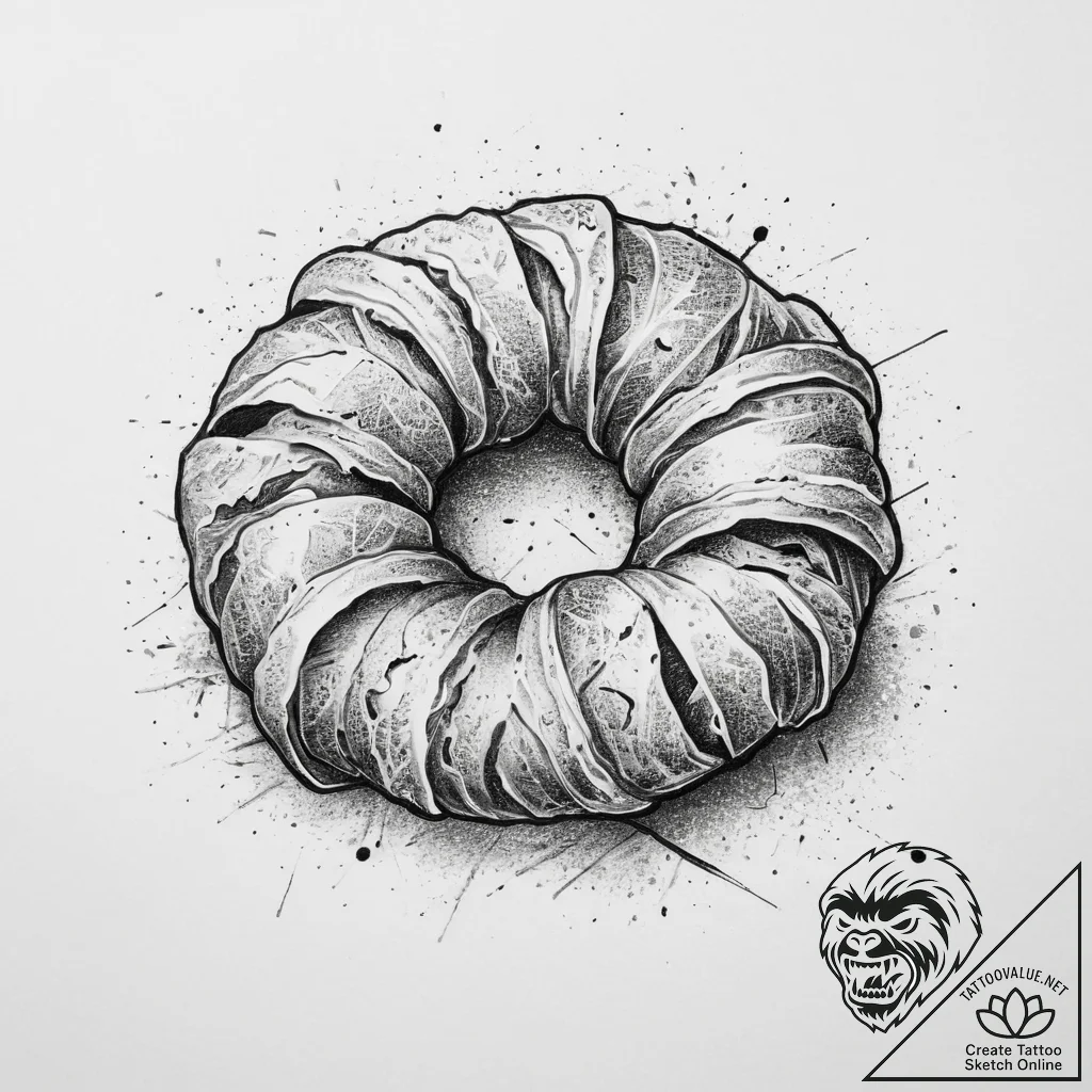 Croissant, concept art for tattoo, black and... - tattoo sketch (№1754088244_0, 01.08.2025 22:44) — tattoovalue.net