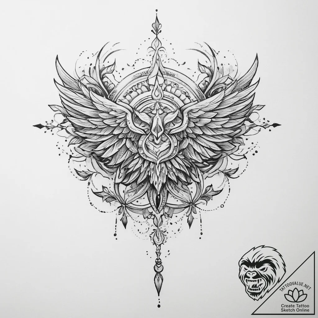 Tattoo design a subtle depiction of a persona... - tattoo sketch (№1754088852_0, 01.08.2025 22:54) — tattoovalue.net