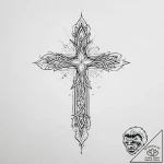 Tattoo design a small, unadorned cross or sta… – tattoo sketch (№1754089049_0, 01.08.2025 22:57) — tattoovalue.net