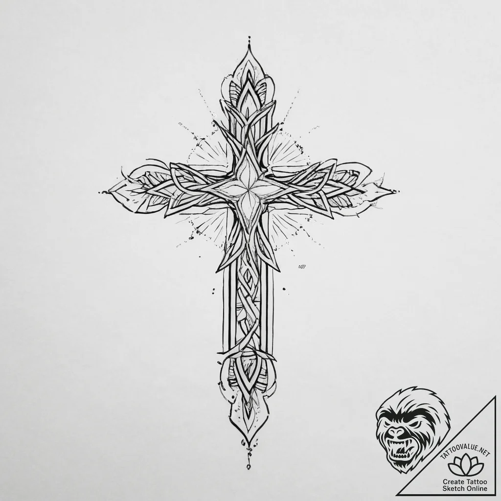 Tattoo design a small, unadorned cross or sta... - tattoo sketch (№1754089049_0, 01.08.2025 22:57) — tattoovalue.net