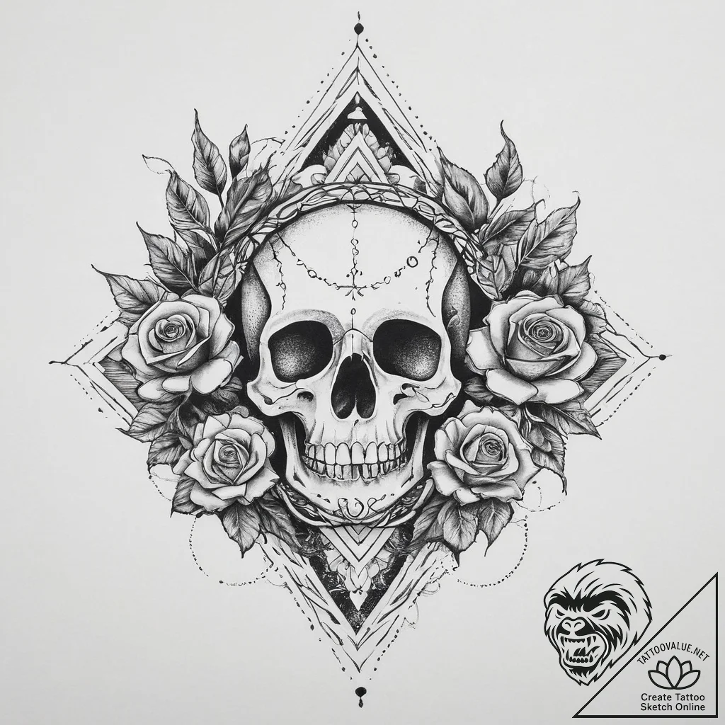 Tattoo sketch a "level up" icon with abstract... - tattoo sketch (№1754089251_0, 01.08.2025 23:00) — tattoovalue.net