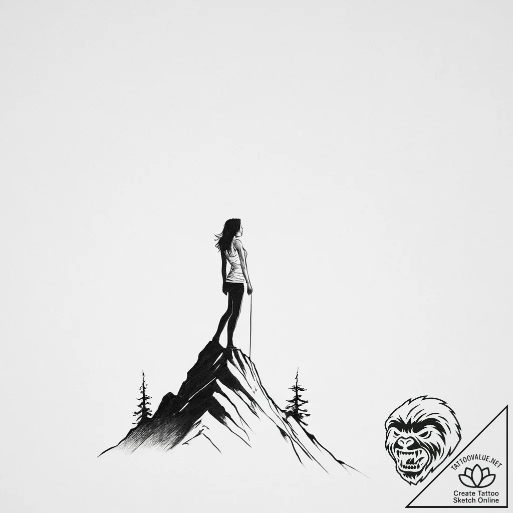 Tattoo sketch a minimalist silhouette of a wo... - tattoo sketch (№1754090067_0, 01.08.2025 23:14) — tattoovalue.net