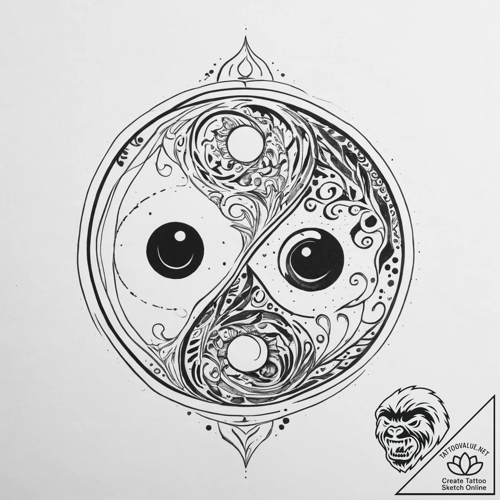 Tattoo sketch a stylized "yin and yang" symbo... - tattoo sketch (№1754090468_0, 01.08.2025 23:21) — tattoovalue.net