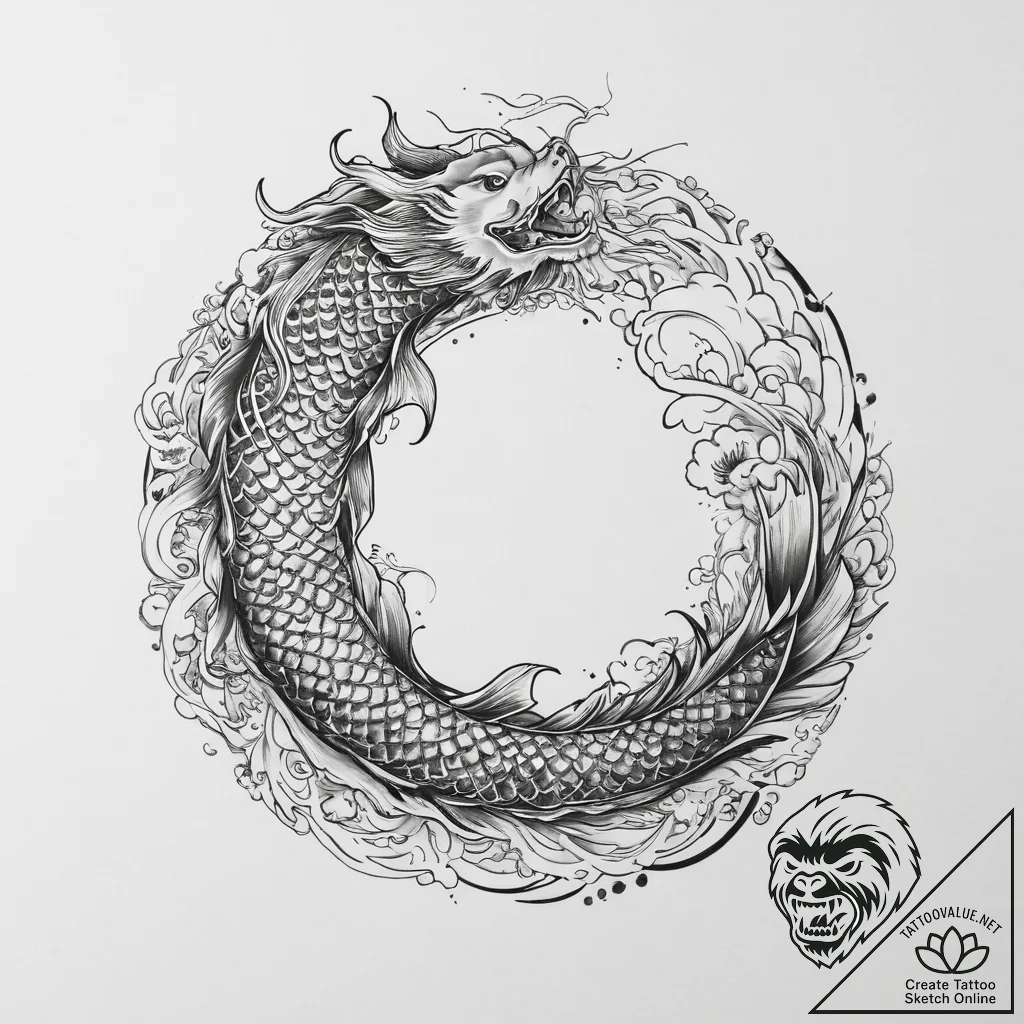 A brushstroke circle (enso), concept art for... - tattoo sketch (№1754091075_0, 01.08.2025 23:31) — tattoovalue.net