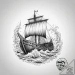 Tattoo design a stylized viking longship cutt… – tattoo sketch (№1754091681_0, 01.08.2025 23:41) — tattoovalue.net