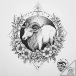 Tattoo sketch a zodiac animal resting among a… – tattoo sketch (№1754091887_0, 01.08.2025 23:44) — tattoovalue.net
