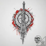 Tattoo sketch a pixelated sword and shield wi… – tattoo sketch (№1754092088_0, 01.08.2025 23:48) — tattoovalue.net